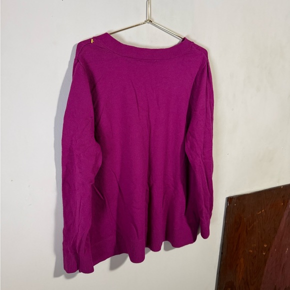 CJ Banks Fuchsia V-Neck Sweater - Picture 3 of 3
